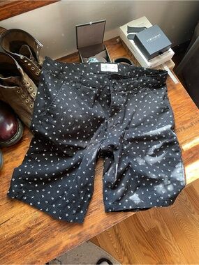 Black Anchor Print Chino Shorts